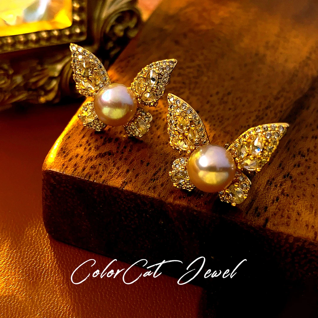 铜合金耳饰 D1008【璀璨蝴蝶】小众设计款ColorCat 耳钉