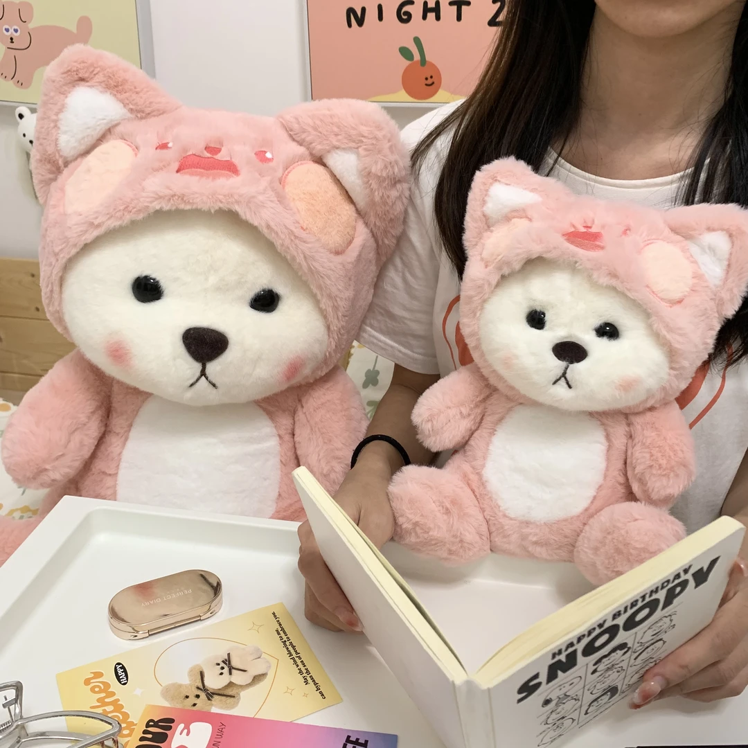 可爱的变身小熊超萌帽子卡通熊公仔玩偶儿童礼物女生抱枕布娃娃