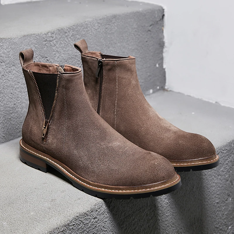 男靴切尔西靴男鞋秋冬款时尚百搭磨砂真皮复古潮流英伦风F9988-2