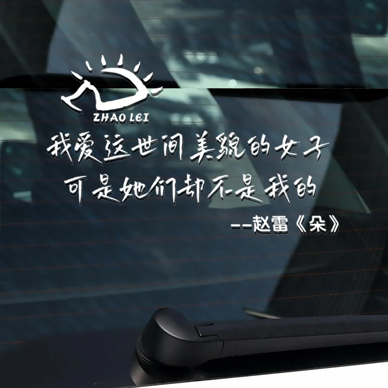 赵雷歌曲定制车贴朵我爱这世间美丽的女子汽车后窗车贴刺猬LOGO贴
