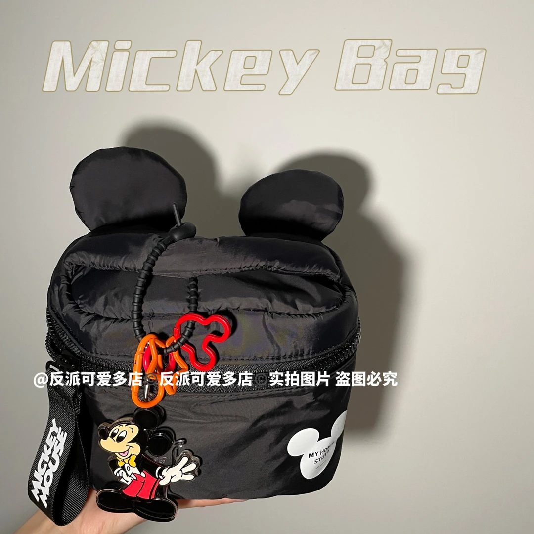 反派可爱多洗漱包造型化妆包黑色羽绒材质米奇可爱收纳大容量便携