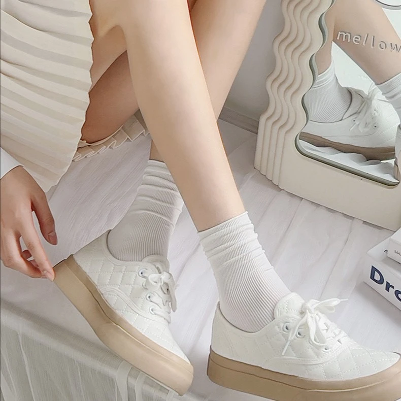 冰冰袜女薄款堆堆袜凉感夏季日系简约风潮中筒长袜天鹅绒透气高弹