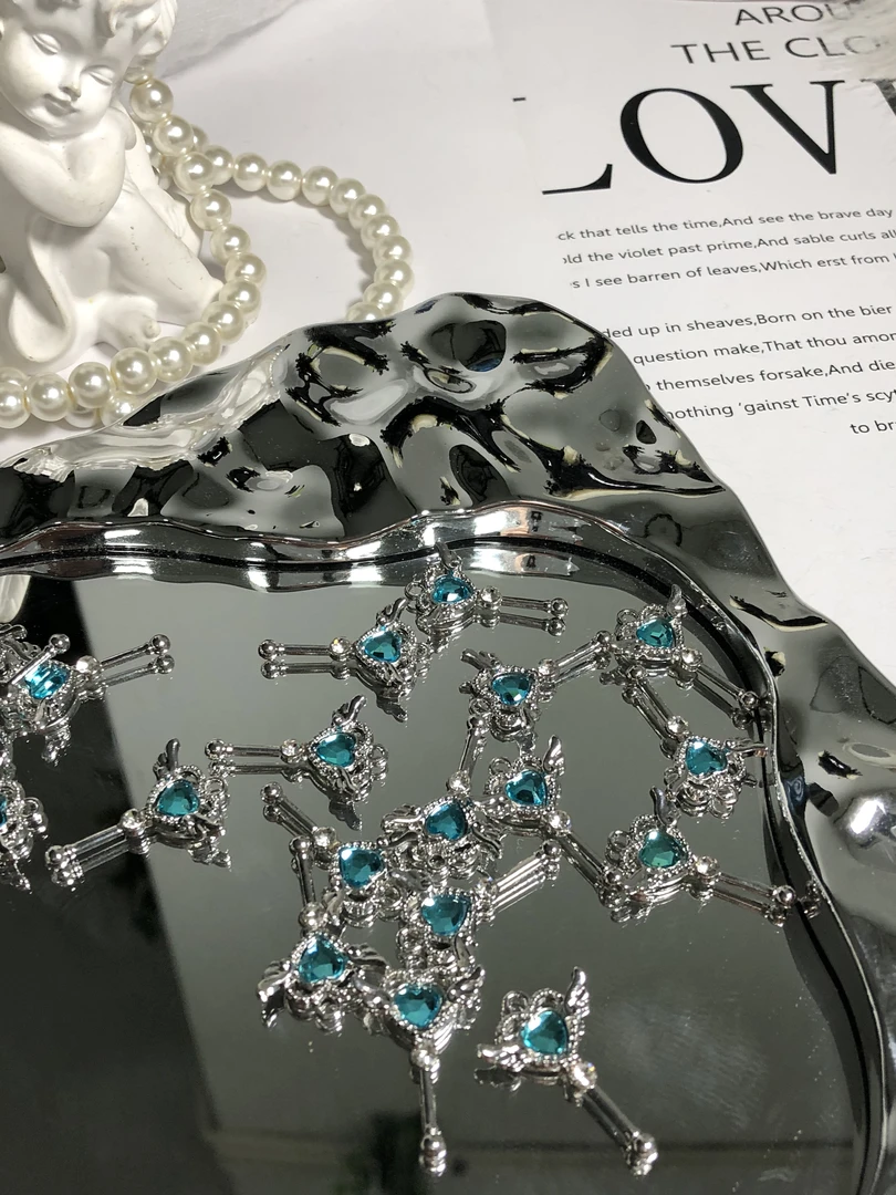 雨宝严选· DIY P170 魔法棒翅膀蓝色仙女款单吊铜合金吊坠