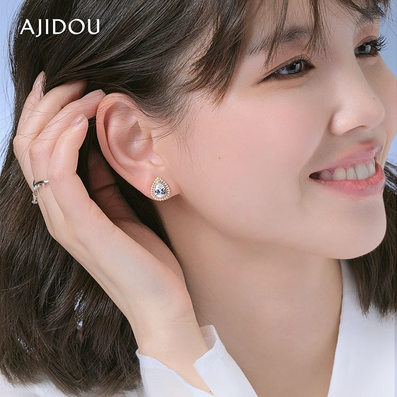 非金属仿水晶耳饰 .阿吉豆闪耀灵动唯美水滴仿珍珠耳环