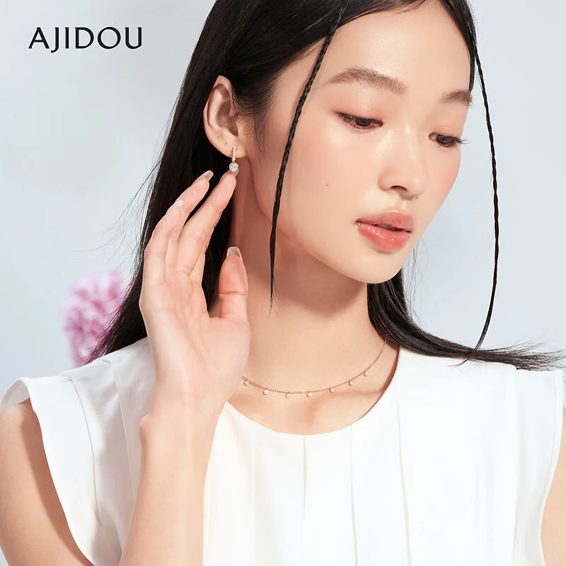 链子925银合成锆石 AJIDOU925银优雅ins风简约项链