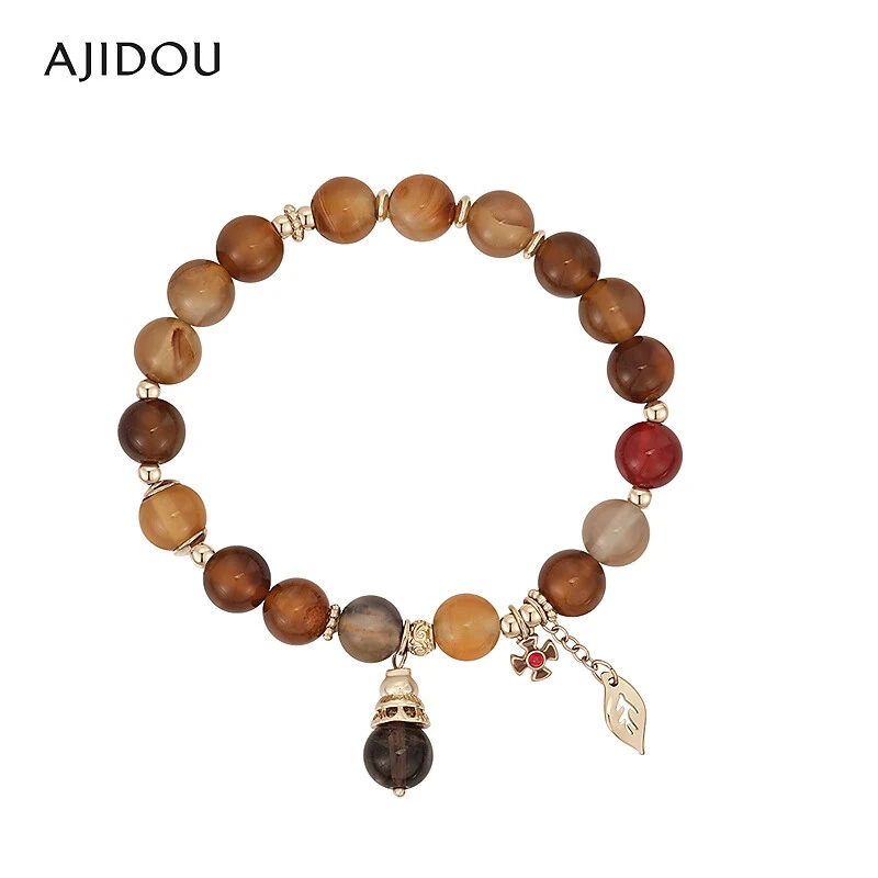 阿吉豆时尚玛瑙串珠手链安克拉红秋冬