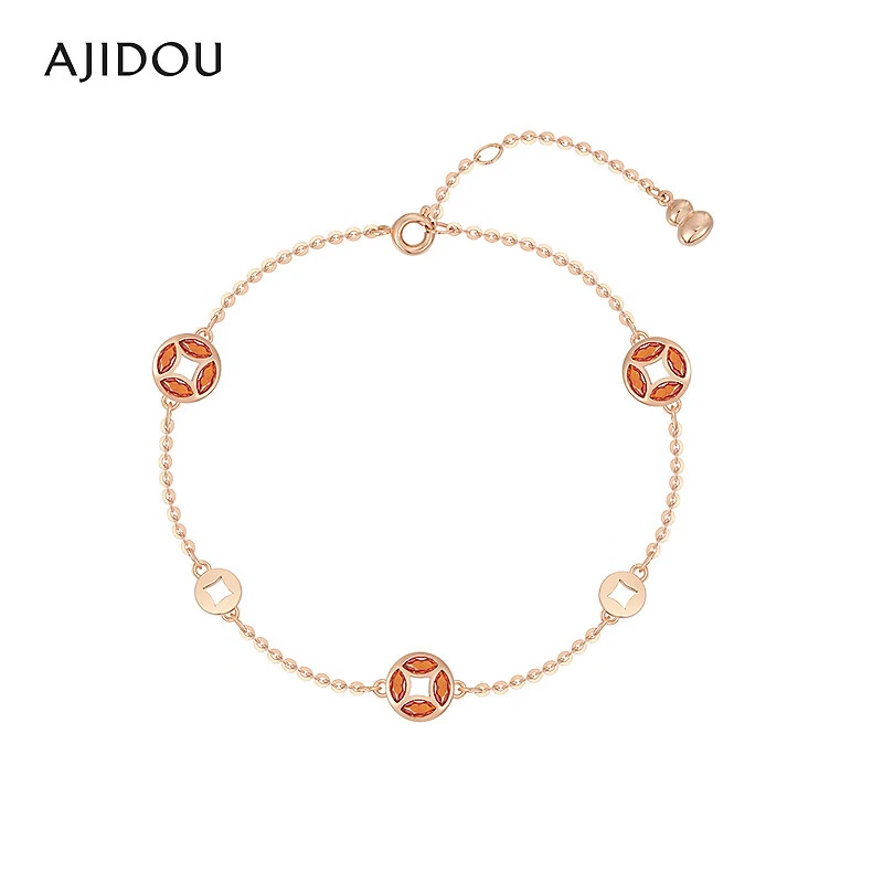 合金合成锆石手链 阿吉豆时尚红色钱币新年本命年女款手链