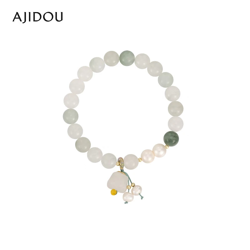 AJIDOU阿吉豆新中式系列铃兰花吊坠淡水珍珠手串女手链珠串