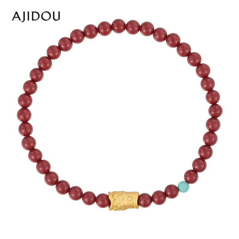 含辰砂工艺品阿吉豆999银串珠手链女年年有余【DB】