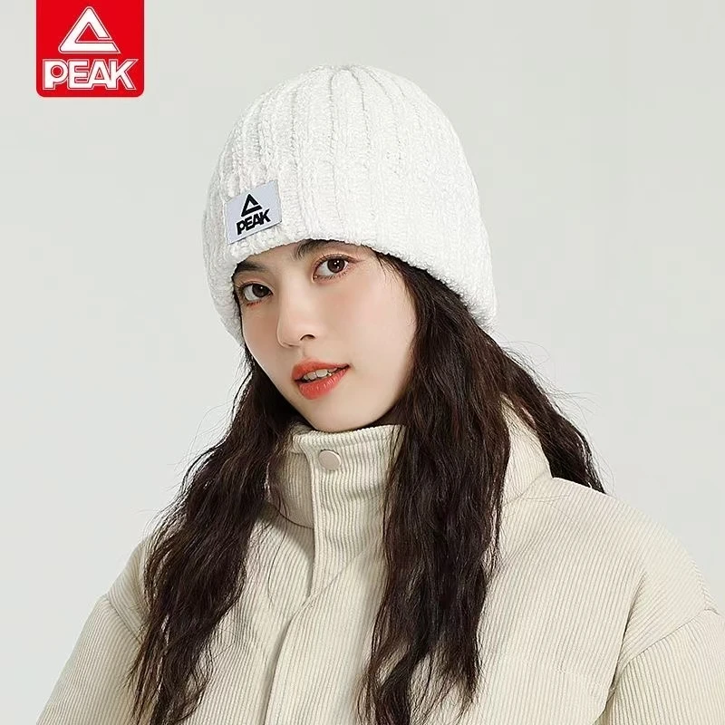 Peak/匹克男女保暖帽针织帽大帽围显脸小抗寒百搭运动毛线防寒帽