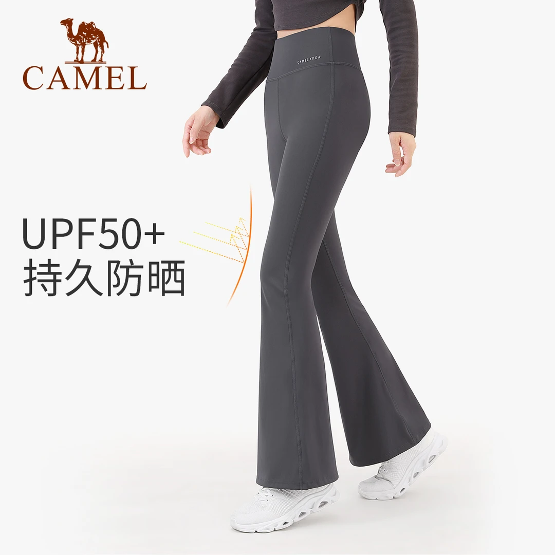 骆驼瑜伽微喇叭裤女秋季新款高弹高腰鲨鱼裤防晒运动裤Y24BAW6005