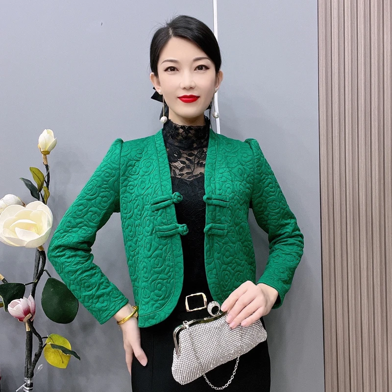 短款外套女秋冬装百搭高档复古中国风盘扣上衣外穿中式小个子外衣