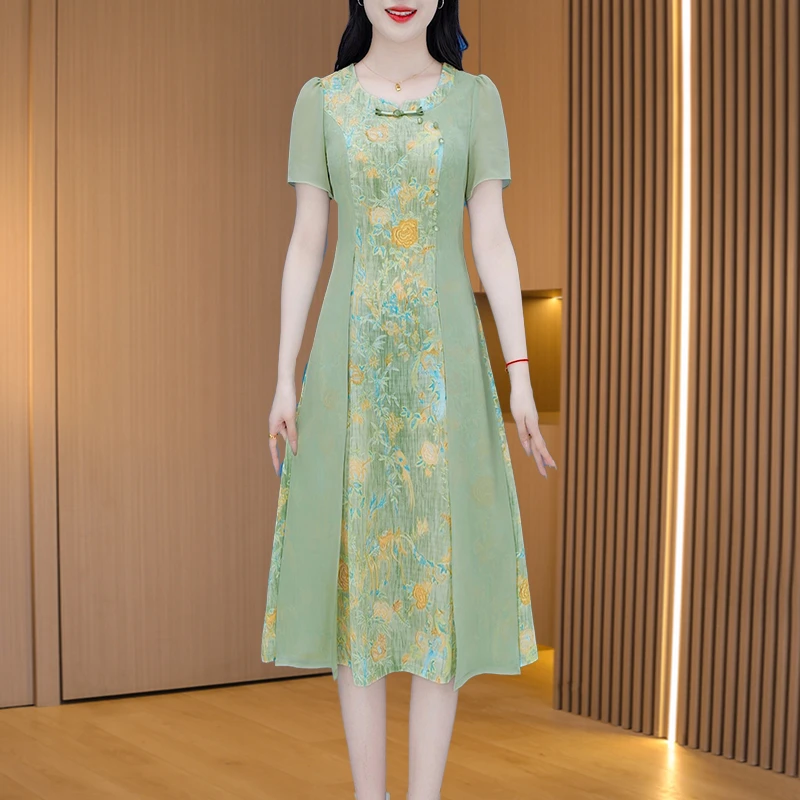 【连衣裙】FD1009优雅新款气质时尚减龄收腰显瘦连衣裙