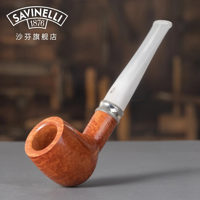 沙芬2023年圣诞纪念925银环P455LNA自然色光面石楠木烟斗限量69把