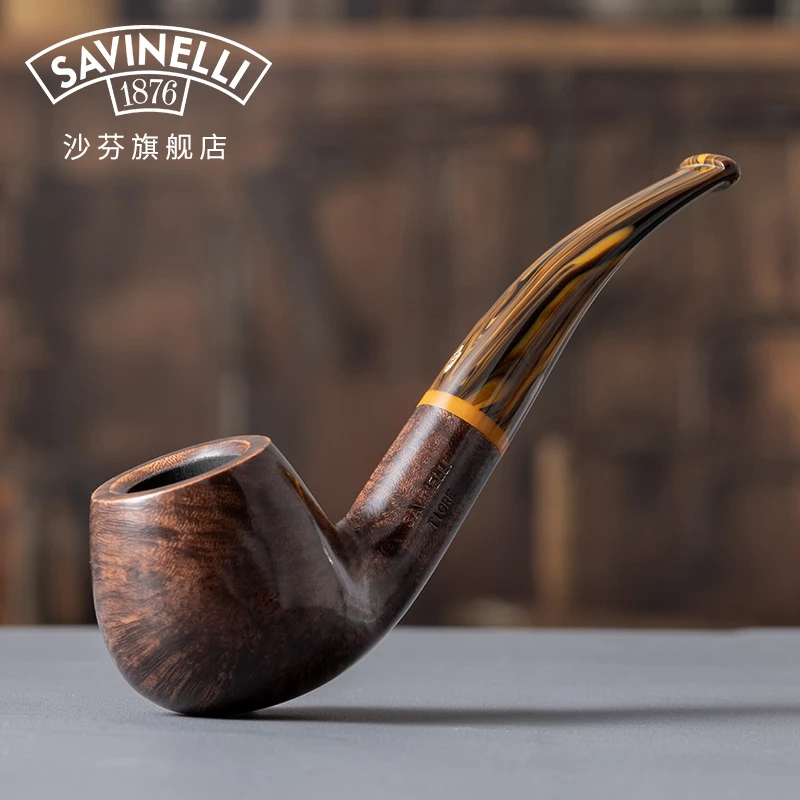 沙芬烟斗老虎系列光面石楠木P386传统手工645白兰地大号弯斗