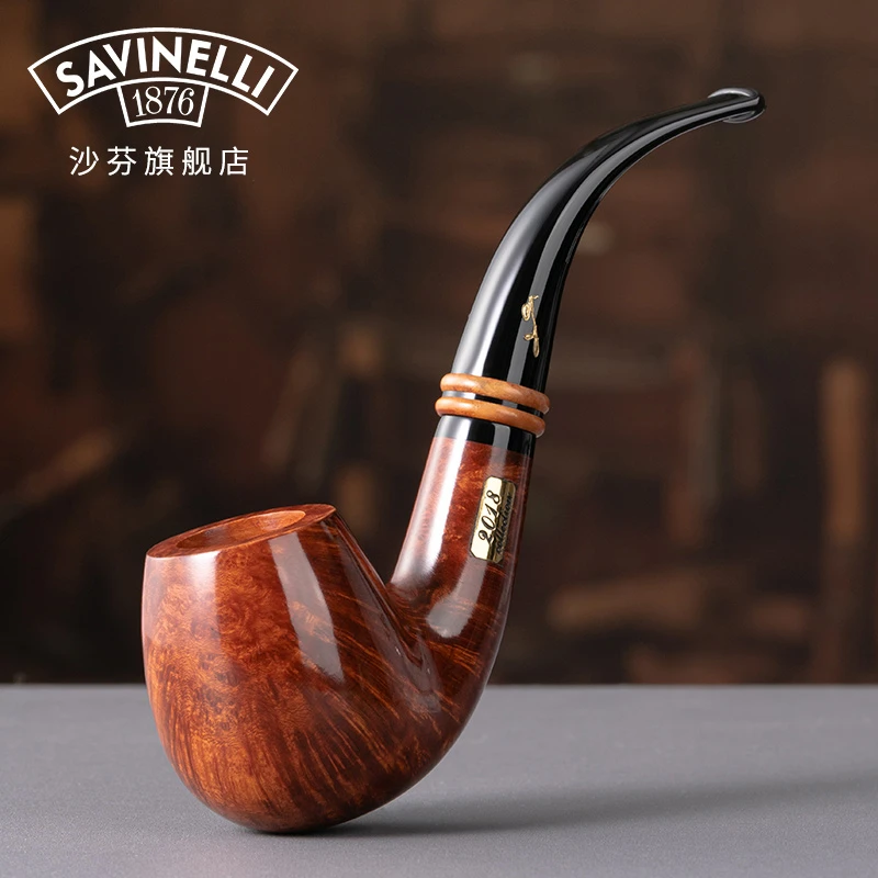 沙芬2018年度纪念棕色光面石楠木烟斗意大利原产进口高档商务礼品