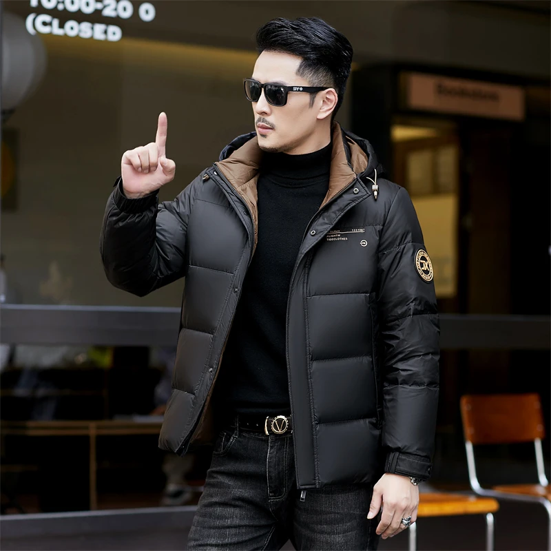 波司登男士冬季加厚短款羽绒服可脱卸连帽青年保暖防寒加厚外套