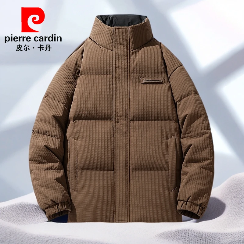 皮尔卡丹羽绒服男短款冬季定制纹理立领痞帅轻薄加厚男士保暖外套