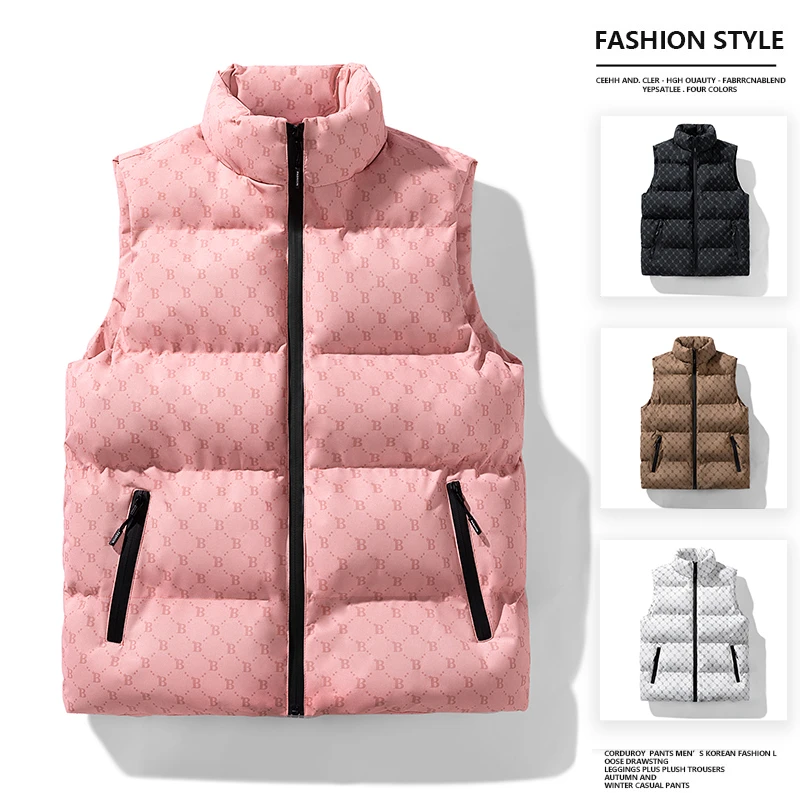 门店299！加厚款情侣款满印花秋冬立领马甲外套宽松保暖77777TZ