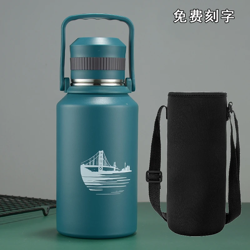 316不锈钢保温杯学生大容量便携手提水壶男女士户外弹盖泡茶杯子