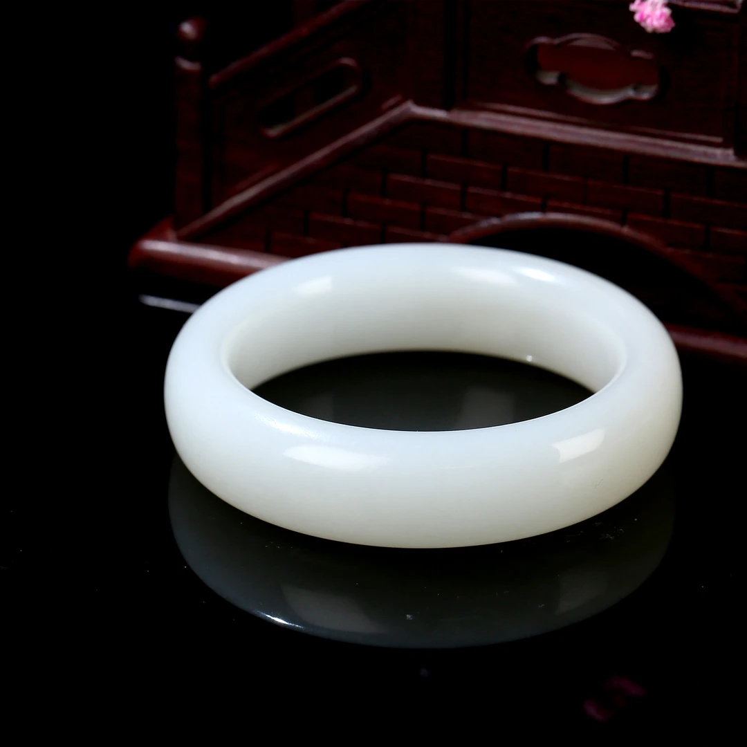 【麦子家族618大促】天然和田玉手镯宽版简约玉镯子女气质SZ174