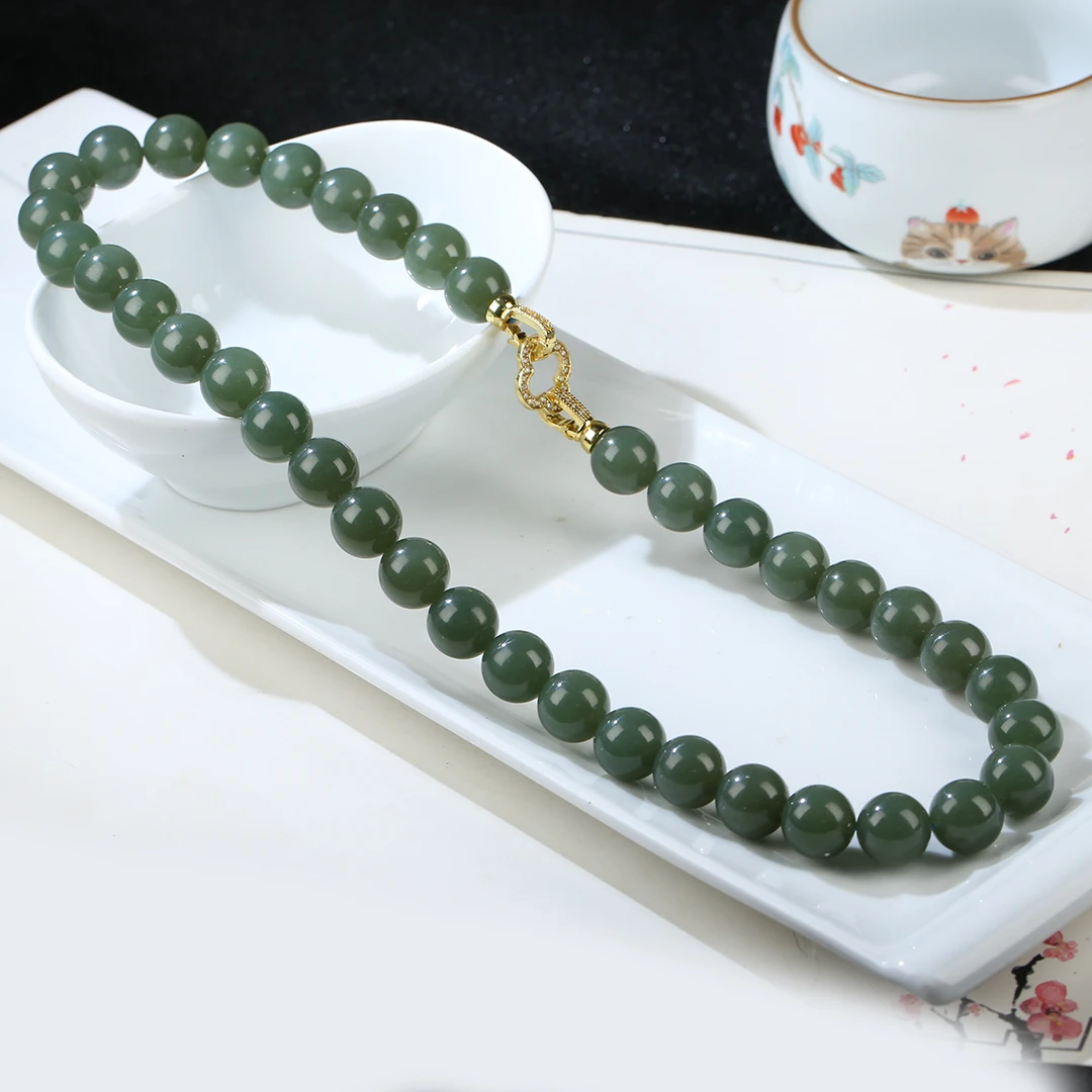 HW【麦子家族618大促】天然和田玉项链11-12圆珠百搭女 XL303-1