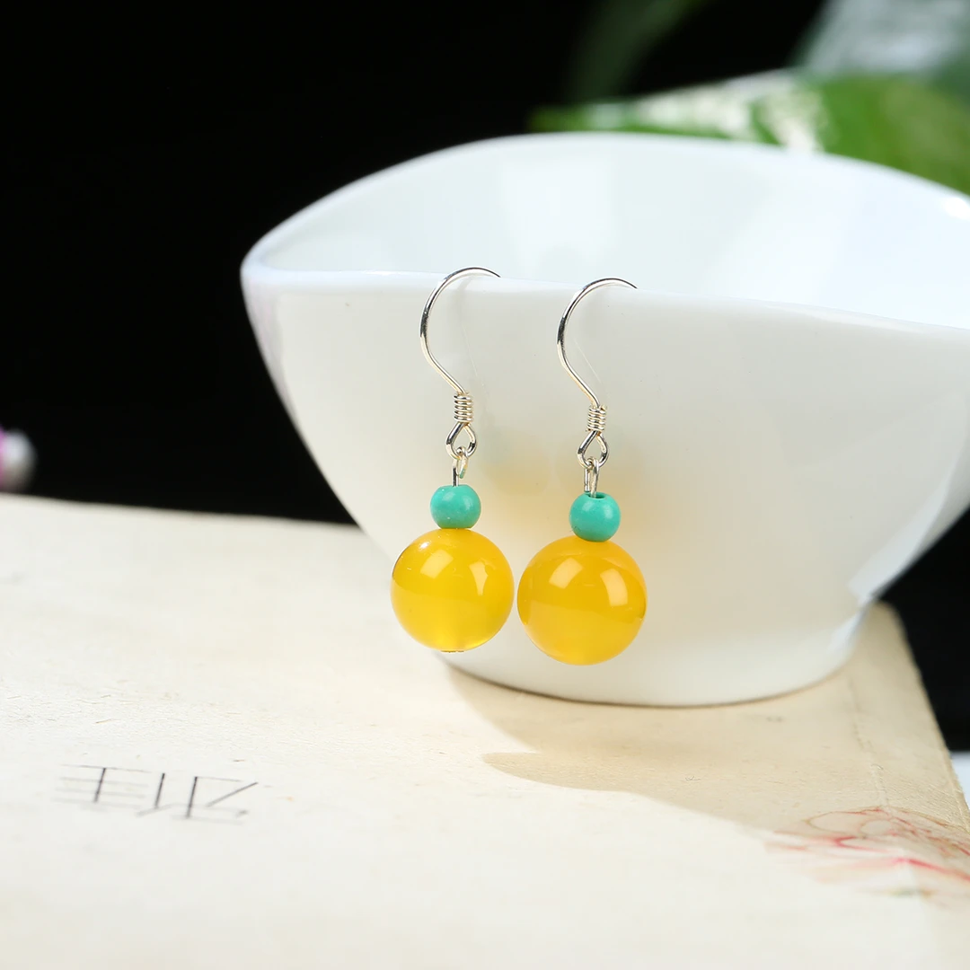 HW【麦子家族618大促】玛瑙耳坠S925银女高品质精美F0480