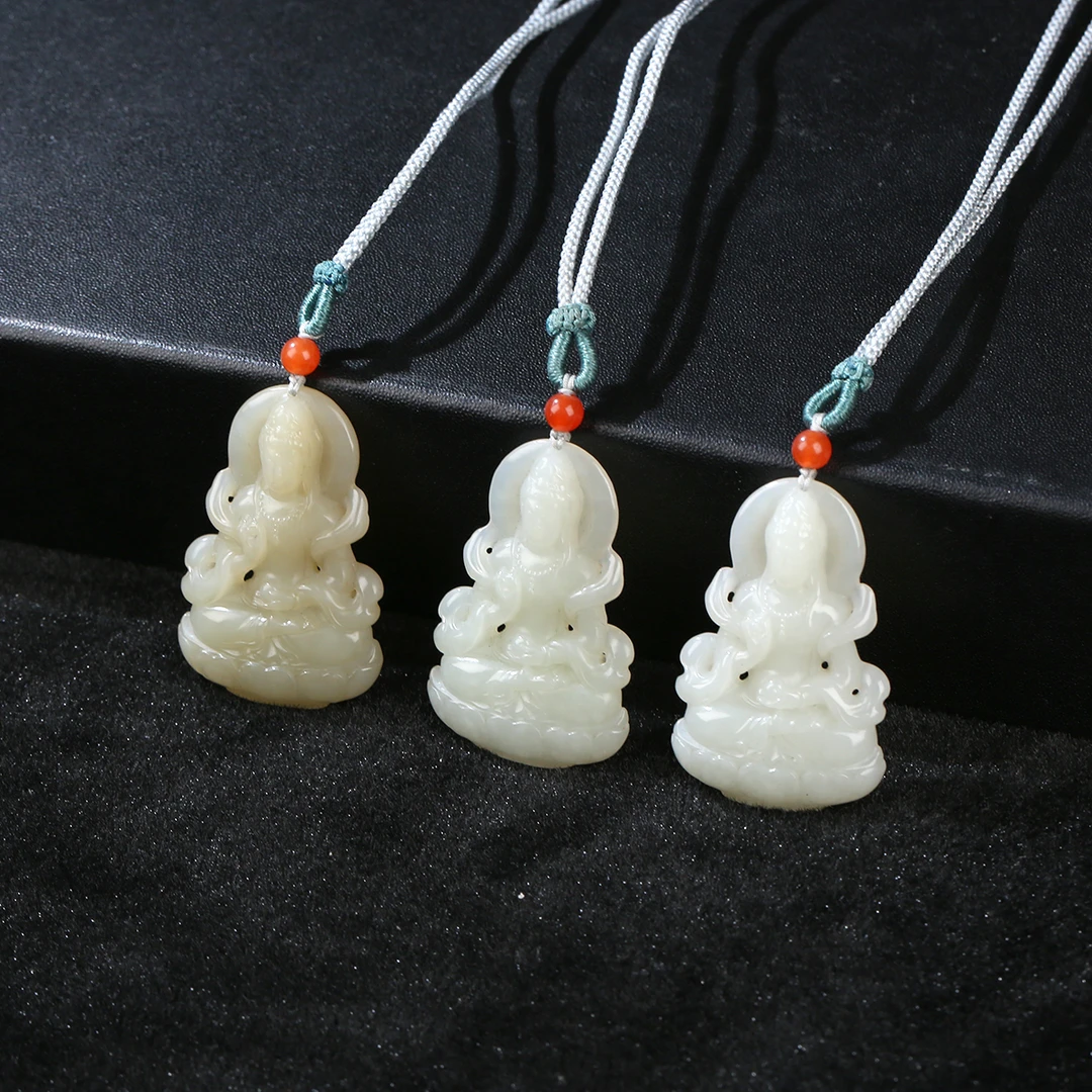 【麦子家族618大促】天然和田玉挂件观音精雕多样性发一G0951