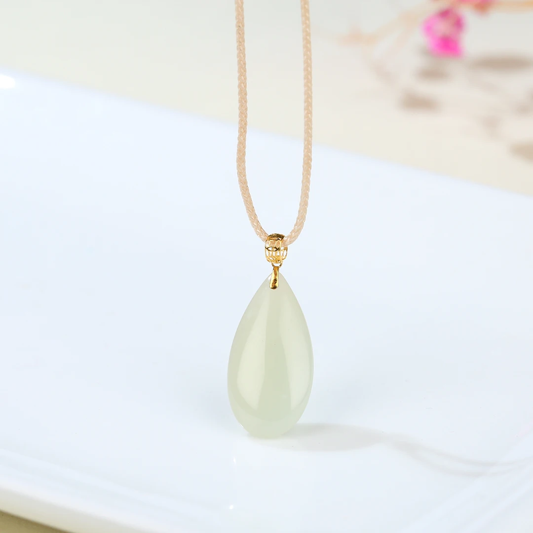 【麦子家族618大促】天然和田玉水滴吊坠挂坠18K金JDZ16
