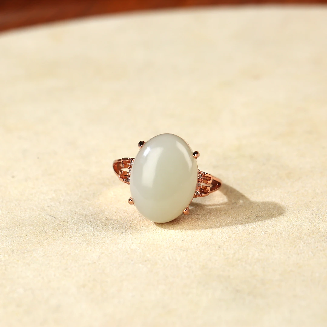 【 麦子家族】天然和田玉戒指可调节气质百搭ETF177