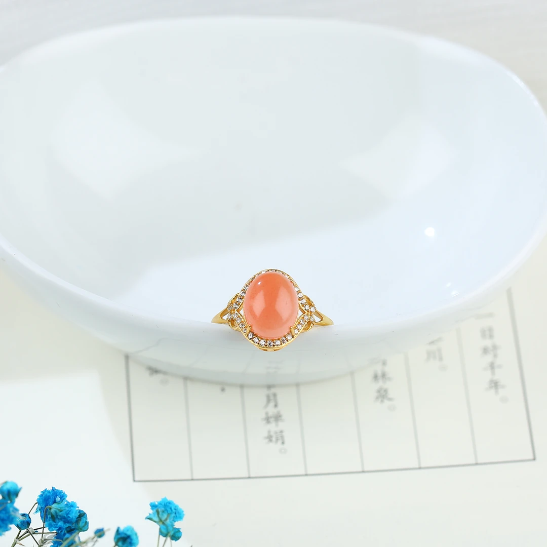HW【麦子家族618大促】南红玛瑙戒指S925银可调节精美F0771