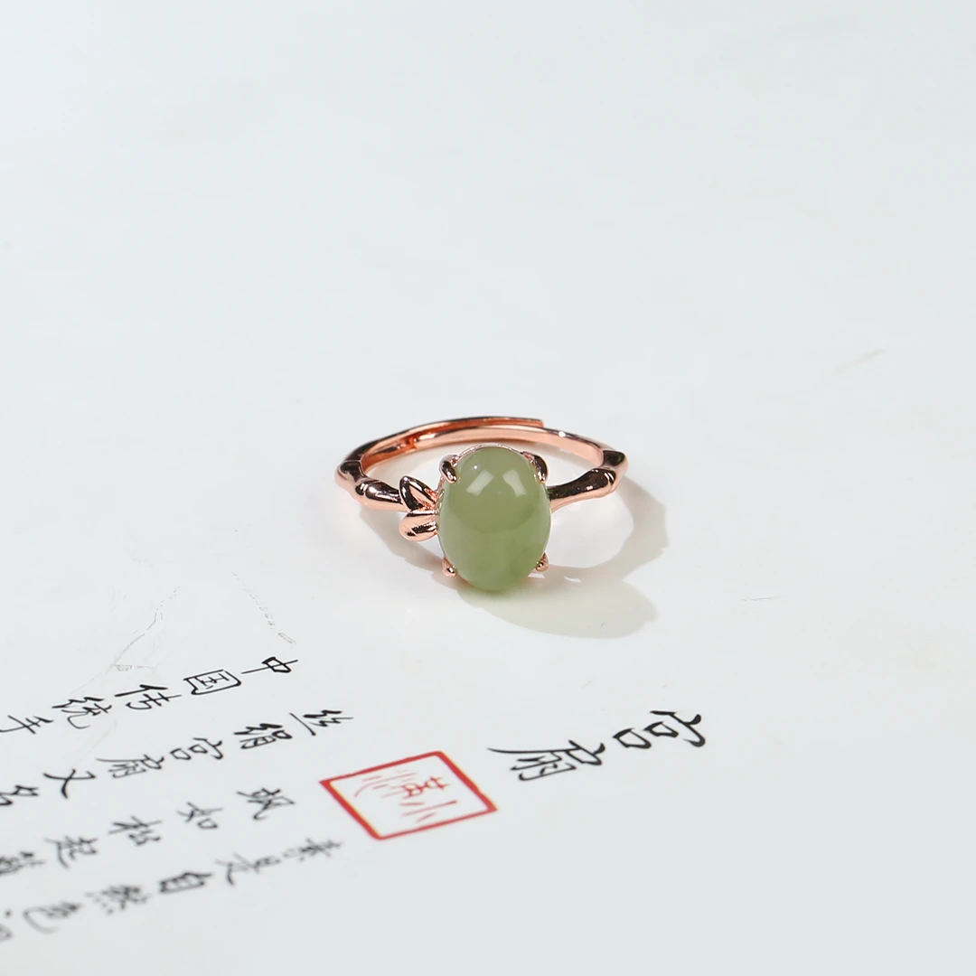 HW【 麦子家族618大促】天然和田玉戒指可调节气质百搭TF151