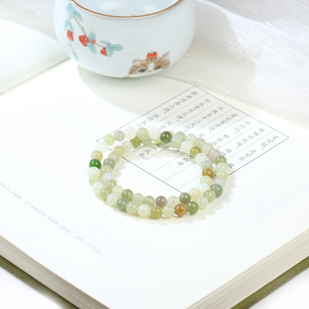 【麦子家族618大促】天然和田玉5-6多宝双圈手串手链珠串女SC383