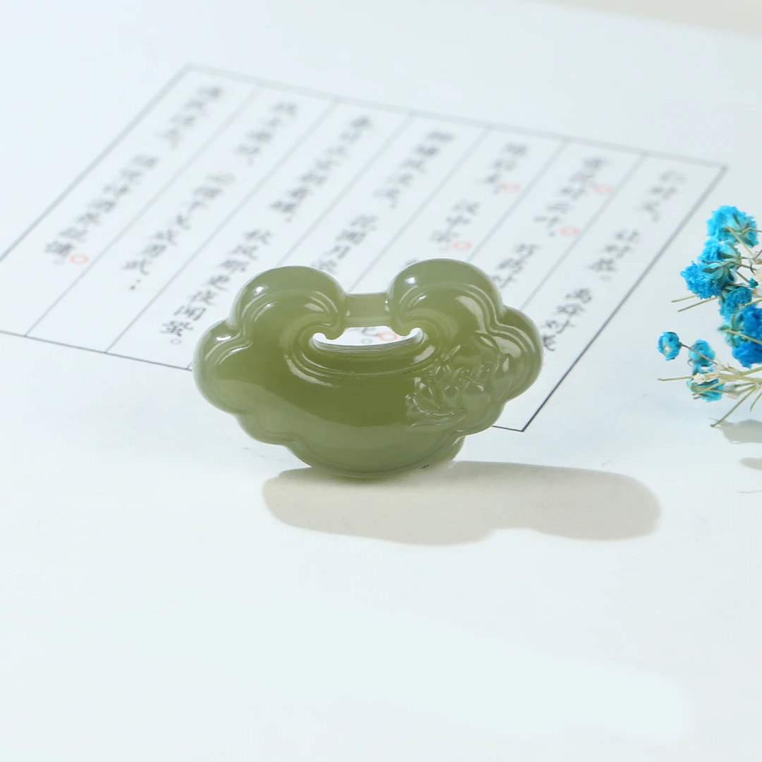 HW【麦子家族618大促】天然和田玉挂件吊坠如意锁玉坠女BDZ343-1