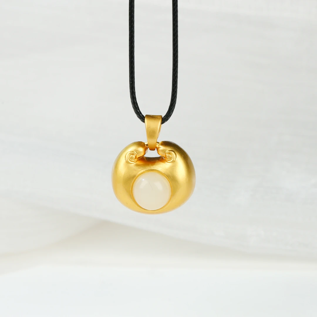 【麦子家族L618大促】天然和田玉福豆平安锁挂件吊坠士TF087