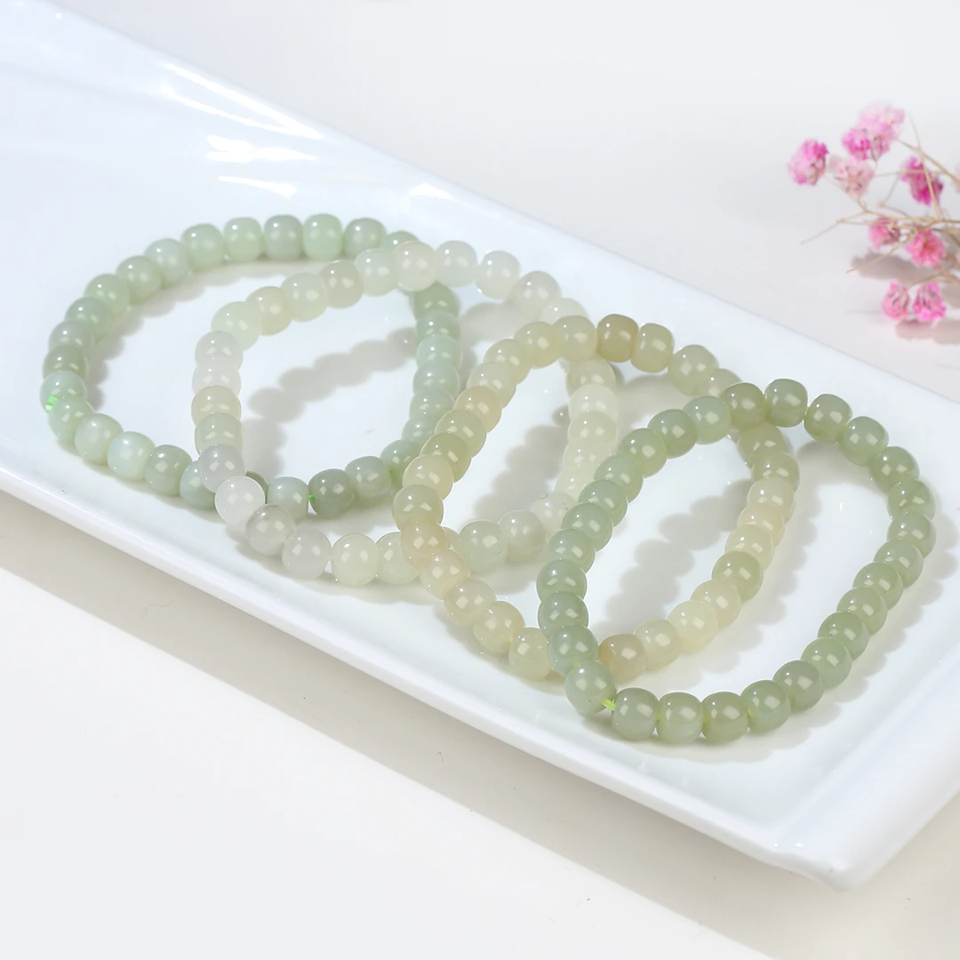 HW【麦子家族】天然和田玉手串老型珠6-7多样性发1 PSC050