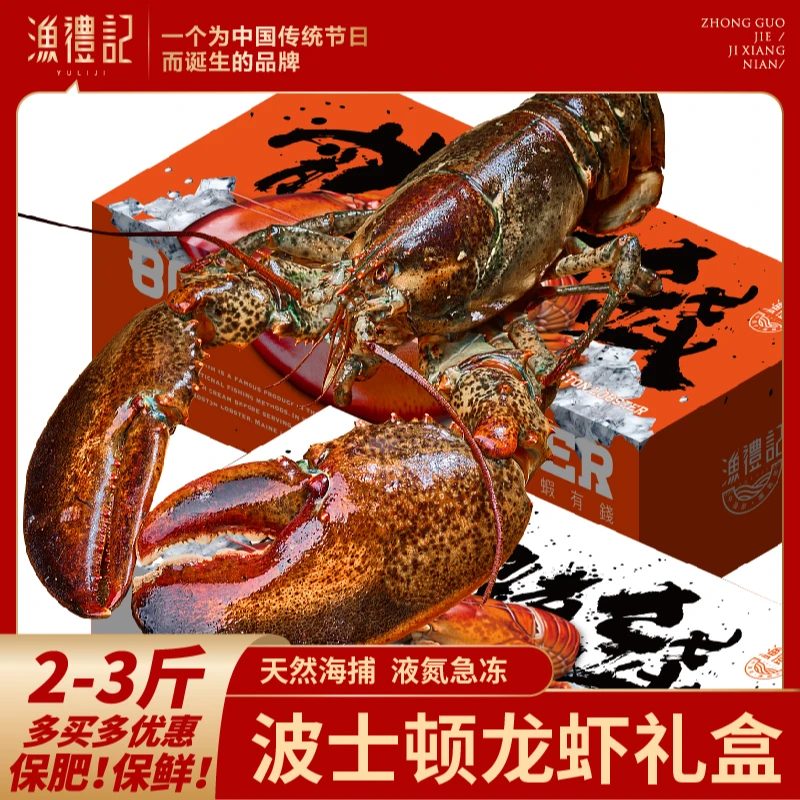 渔礼记天然海捕大大波龙装液氮冷冻2-3斤肉质饱满鲜嫩精选美味