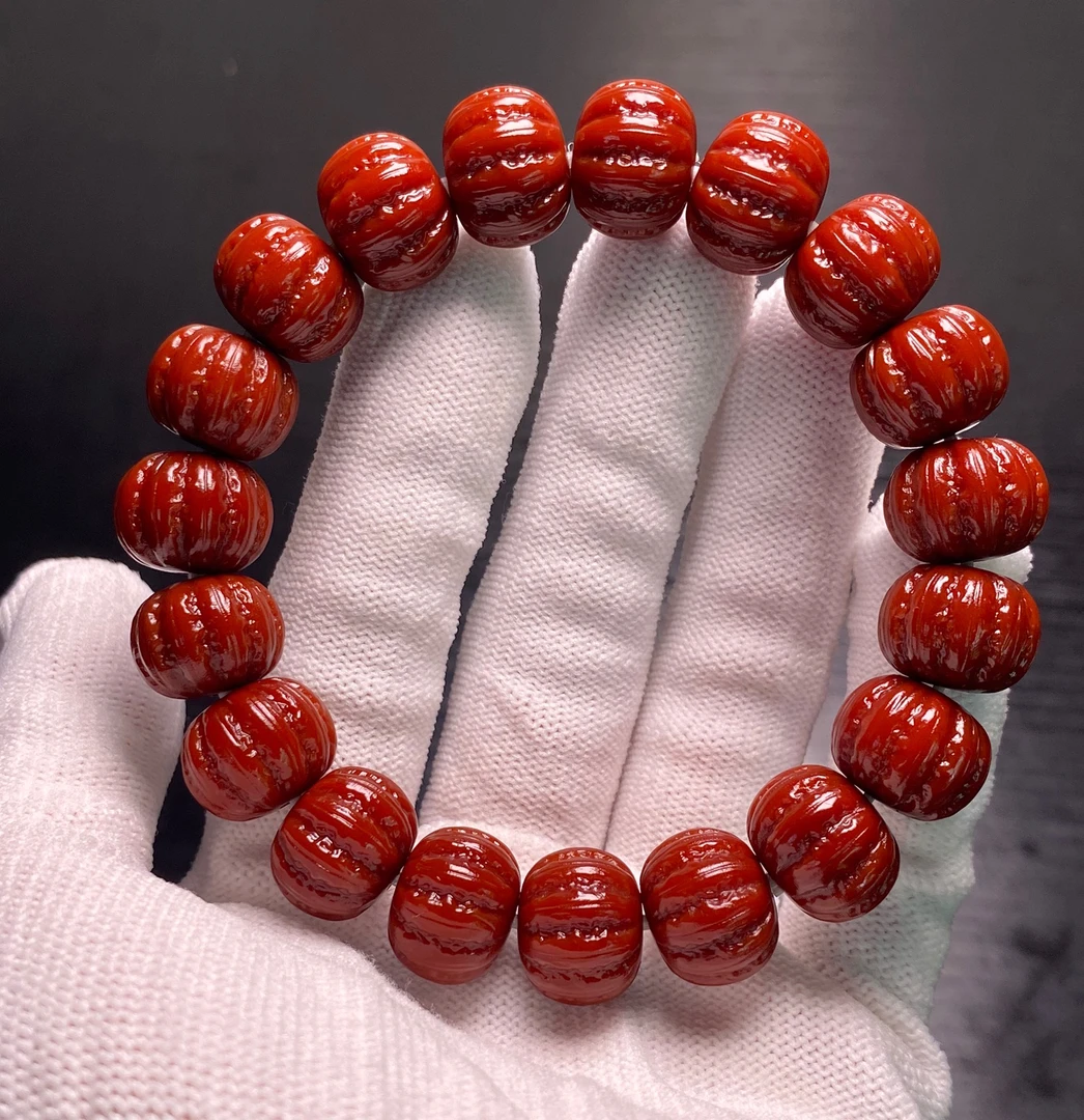 玉化全品京八棱猴头手串 全品无瑕疵一比一雕刻手作包浆 14mm