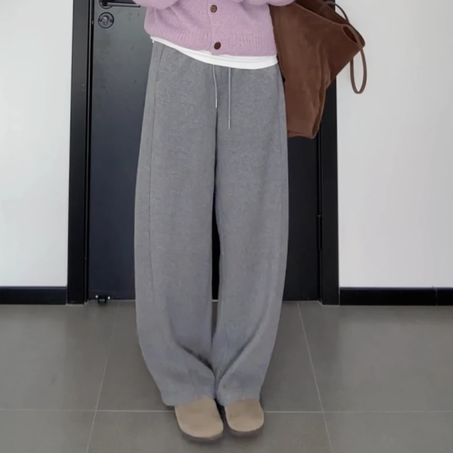 JIUJIU【野岛青梅】加绒镰刀裤时尚显瘦宽松百搭休闲拖地阔腿裤子女