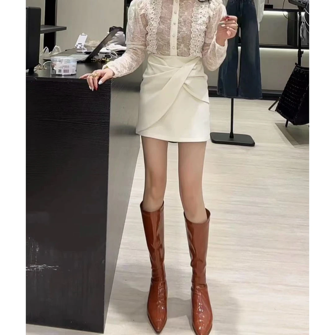 【 Wan wan】不规则麻花型后拉链短裙