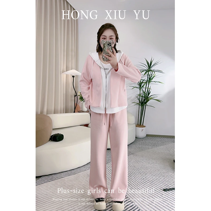 【红袖雨】春季新款简约清新假两件休闲运动套装--ZI1624210266