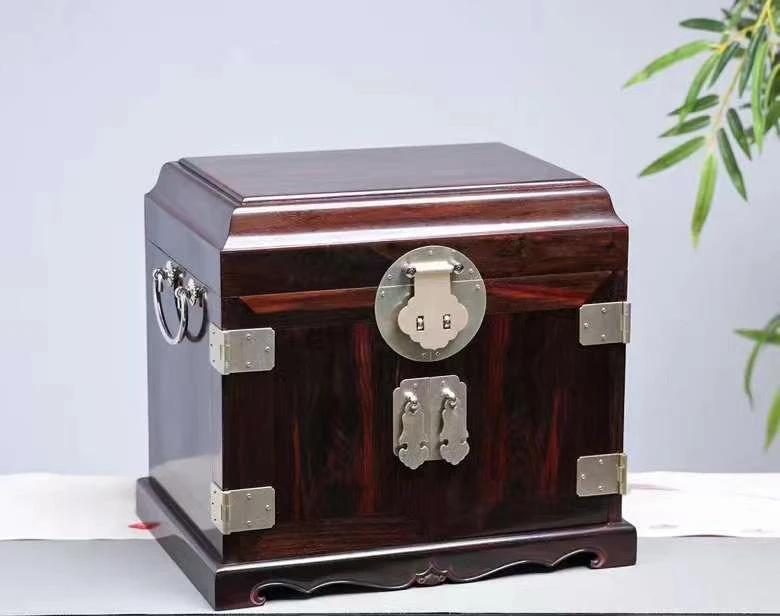 老挝大红酸枝《交趾黄檀》全独板官帽箱首饰盒《大号》