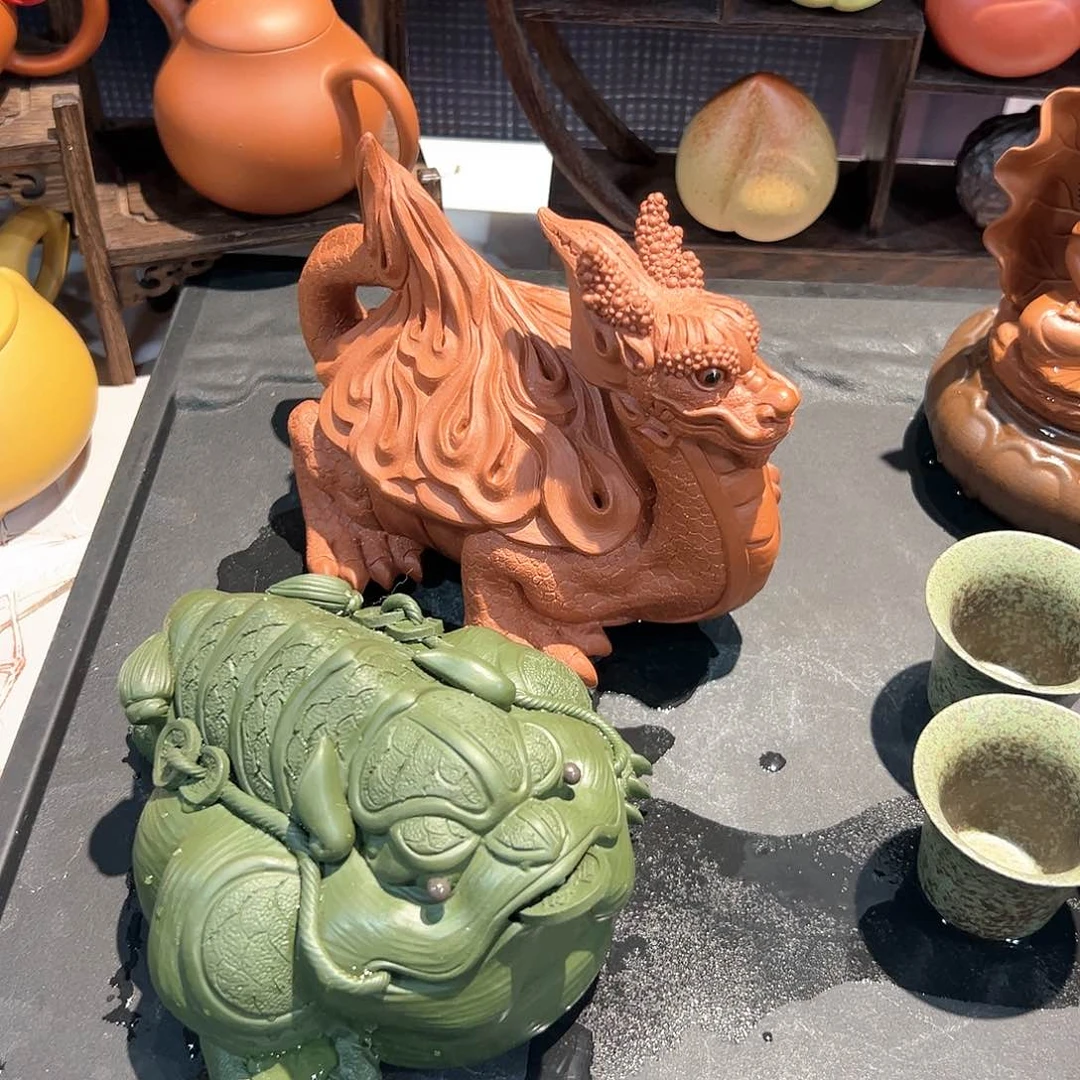 紫砂摆件1****7绿段蟾和火龙龟