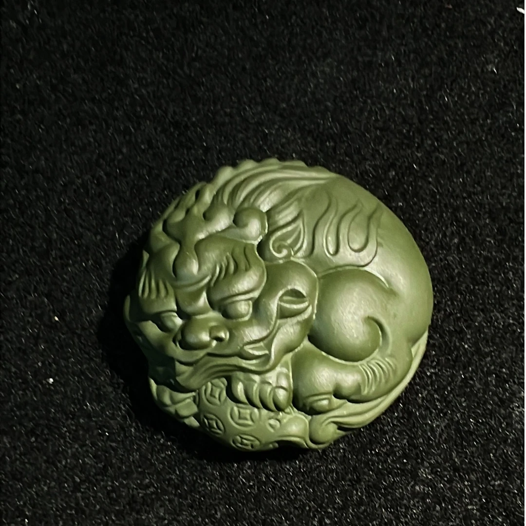 紫砂绿段小貔貅茶宠茶台博古架玄关摆件