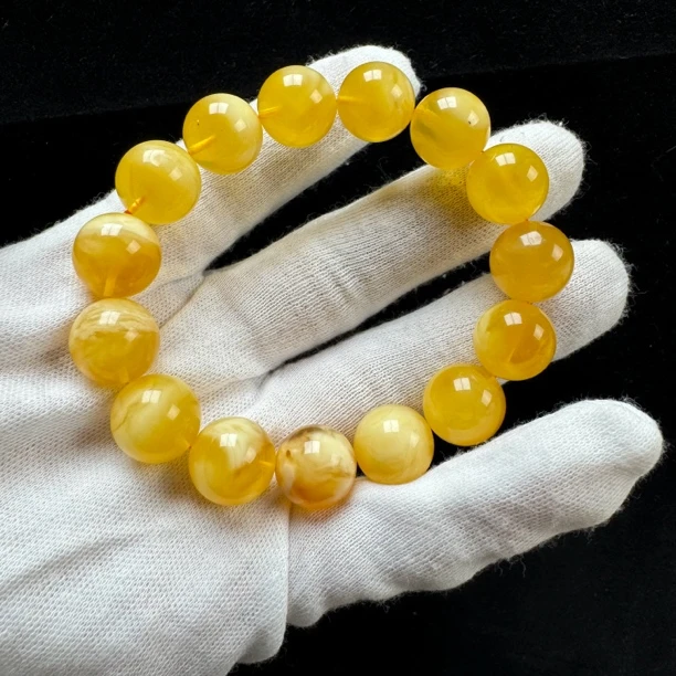 J1931天然蜜蜡手串14mm支持复检 假一罚四