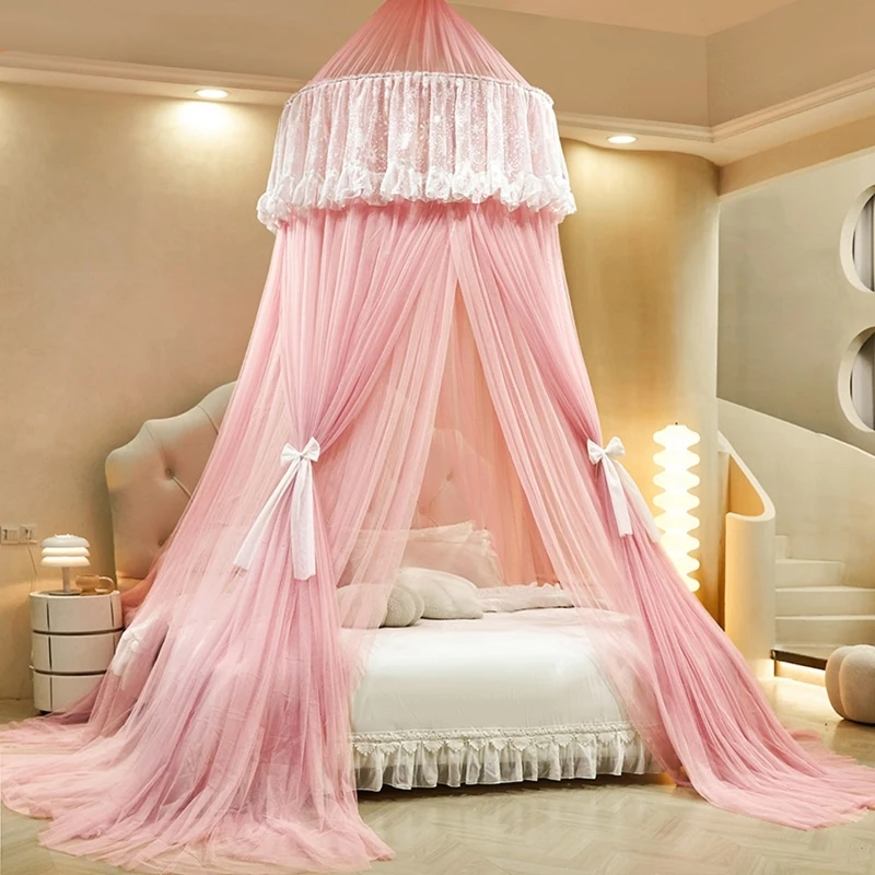 网红家用卧室法式奥黛丽吊顶防蚊双层免安装蚊帐公主风一体式富