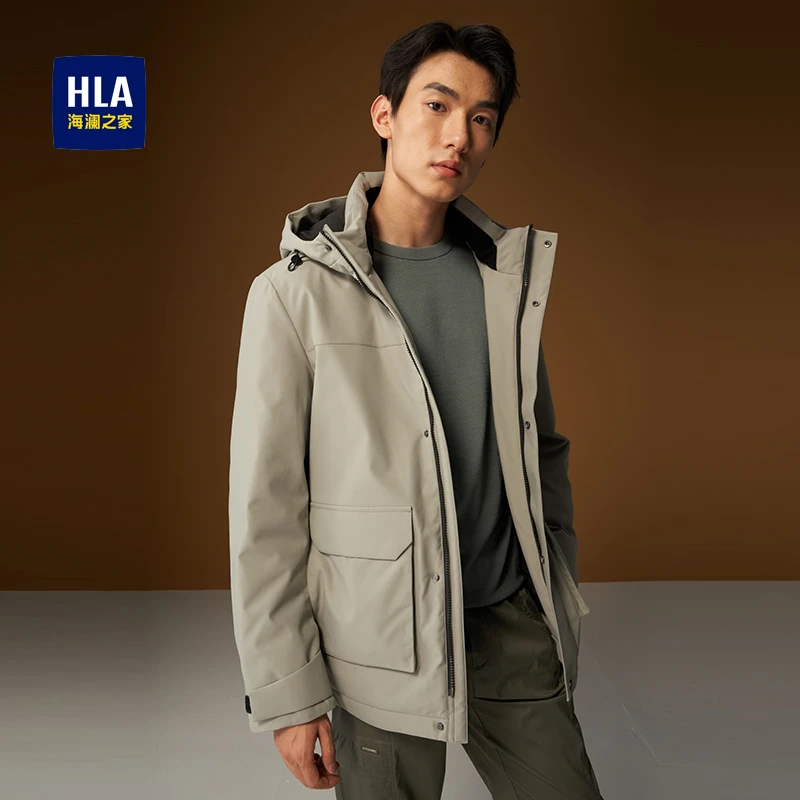 【三防90白鸭绒】HLA/海澜之家男士防小雨防风轻奢羽绒服高级感外套