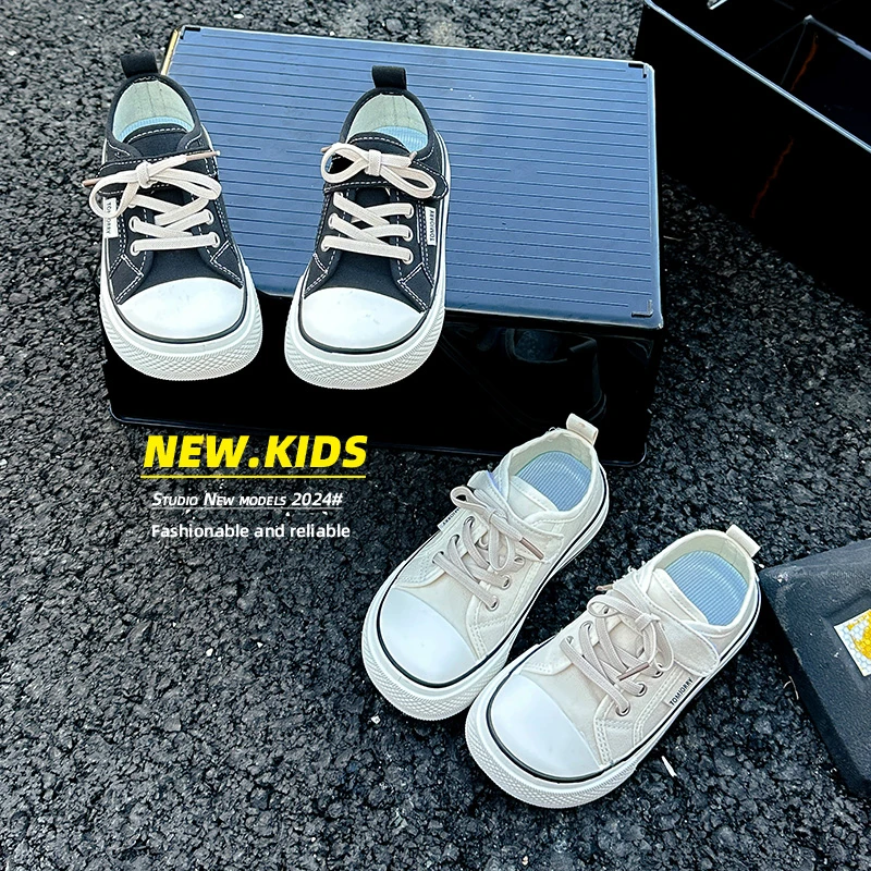 儿童女童韩版男童帆布鞋春秋新款休闲板鞋中大童软底软面透气布鞋