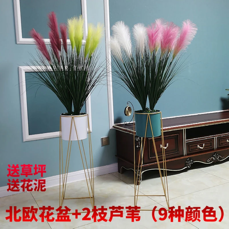 新疆包邮仿真芦苇花盆干花假花客厅卧室橱窗落地整体北欧风格电视