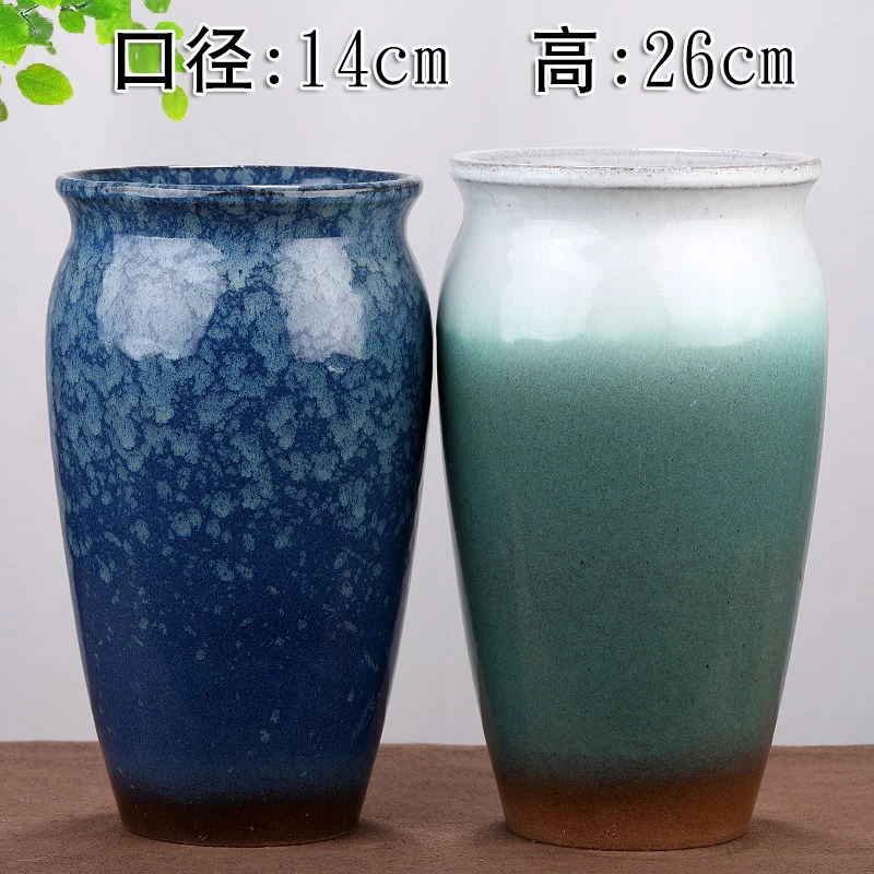 粗陶多肉花盆老桩九尾狐法师三角梅悬崖式绿植直筒透气陶瓷陶罐